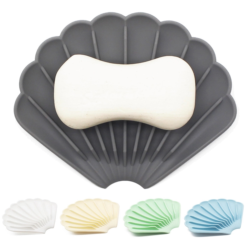 Shell-Shaped Soap Dish w/ Non-Slip Surface Drainage Design	