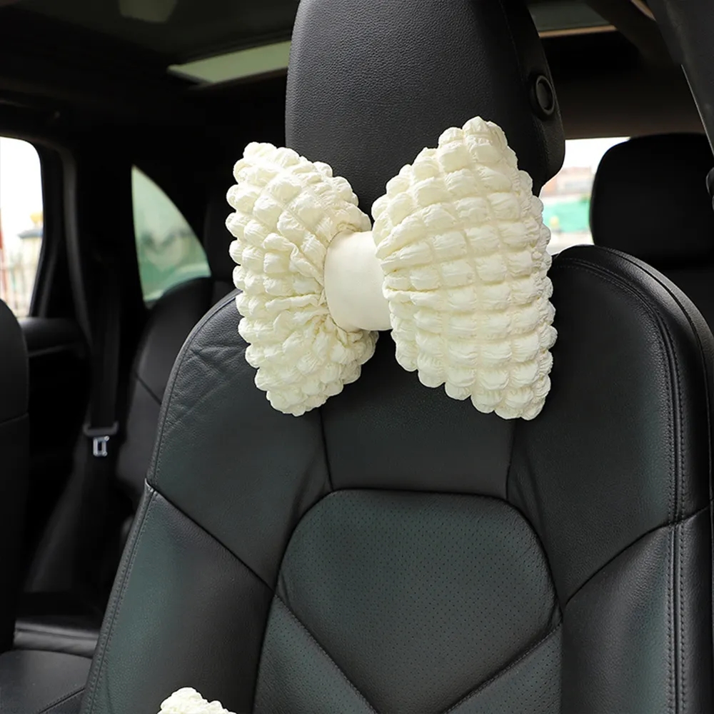 Car Headrest Neck Cushion Pillow Bow	