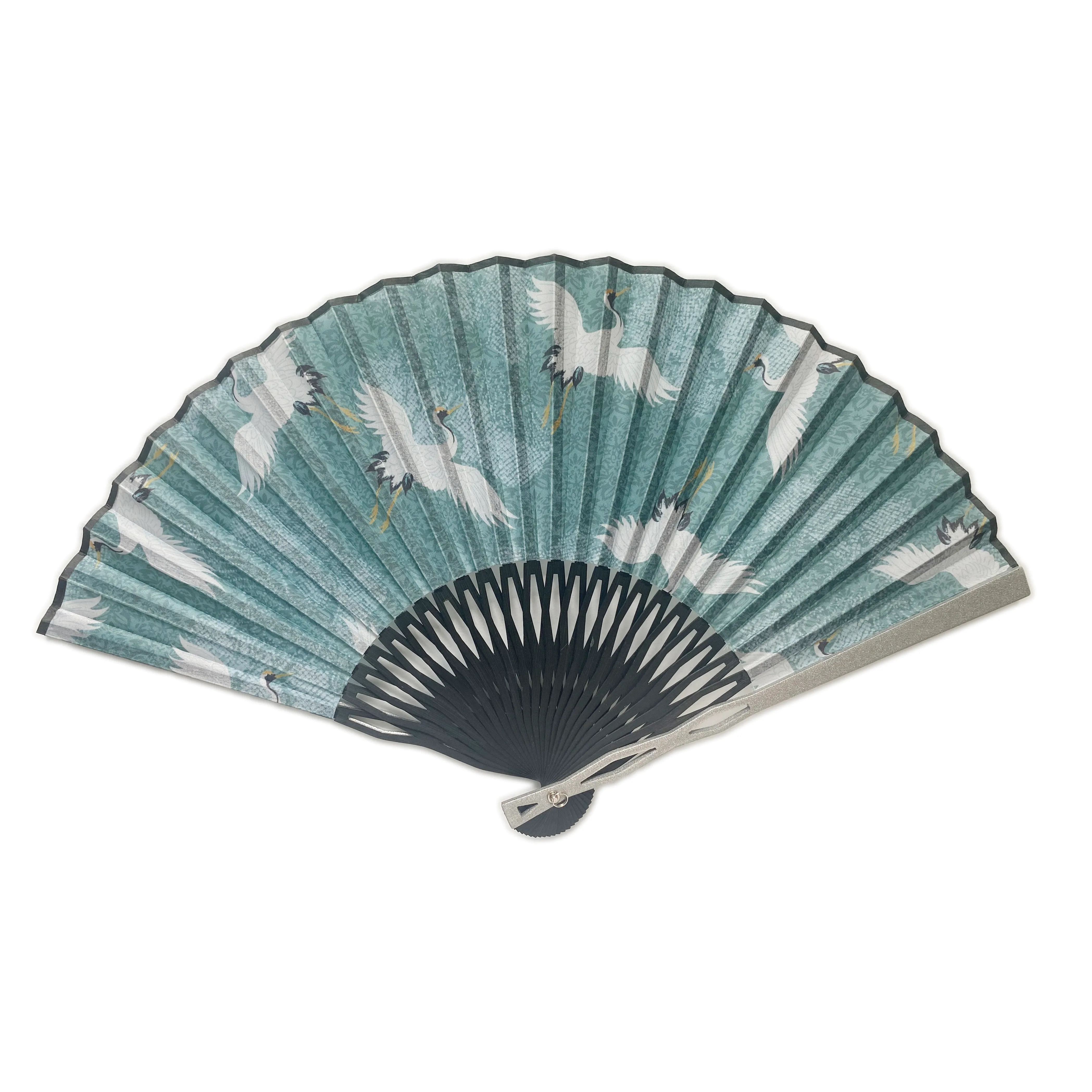 Women's Elegant Silk Folding Fan with Durable Meal Frame	