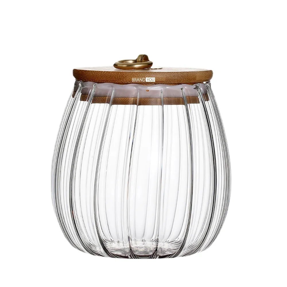 25oz Petal Glass Jar with Bamboo Lid for Food Storage	