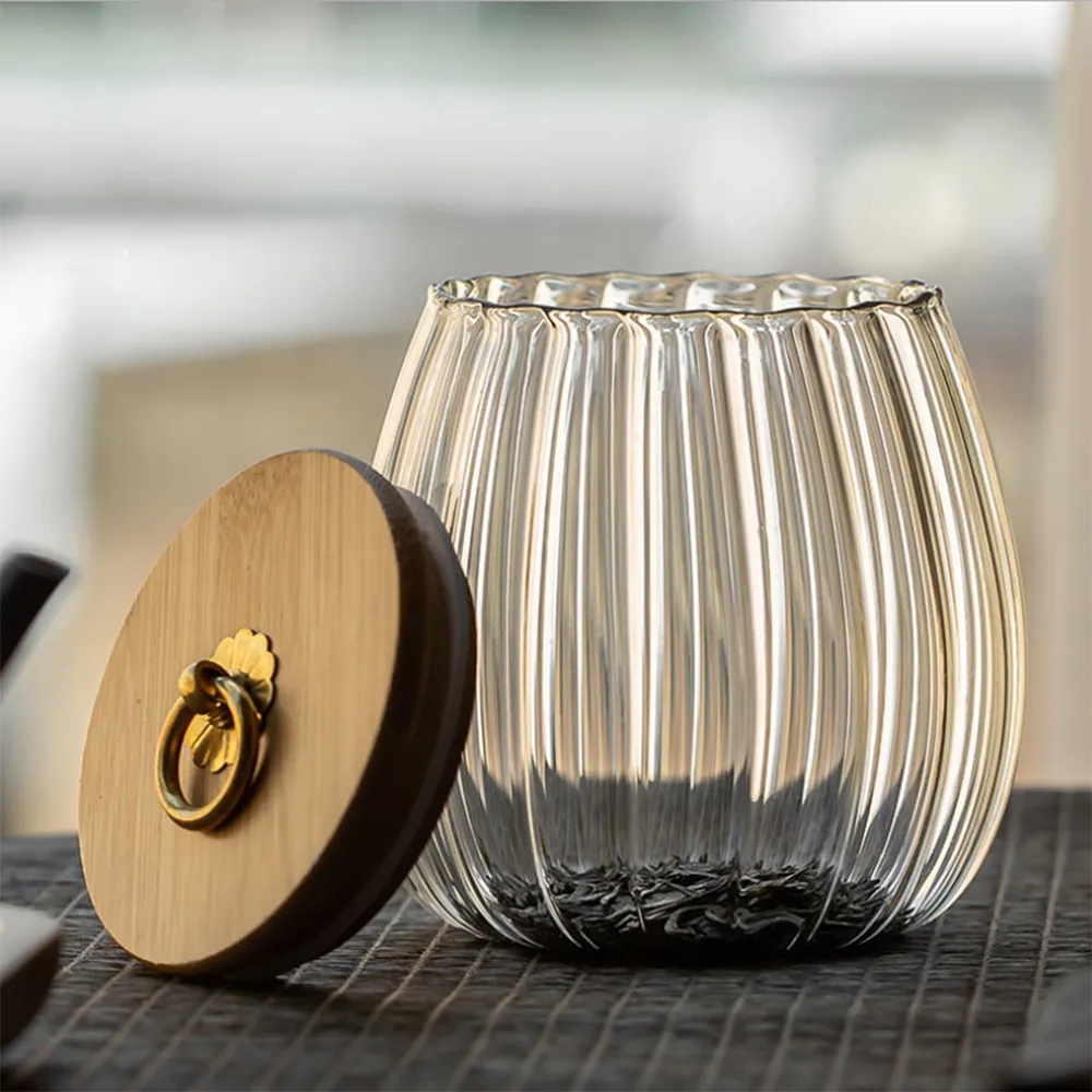 25oz Petal Glass Jar with Bamboo Lid for Food Storage	