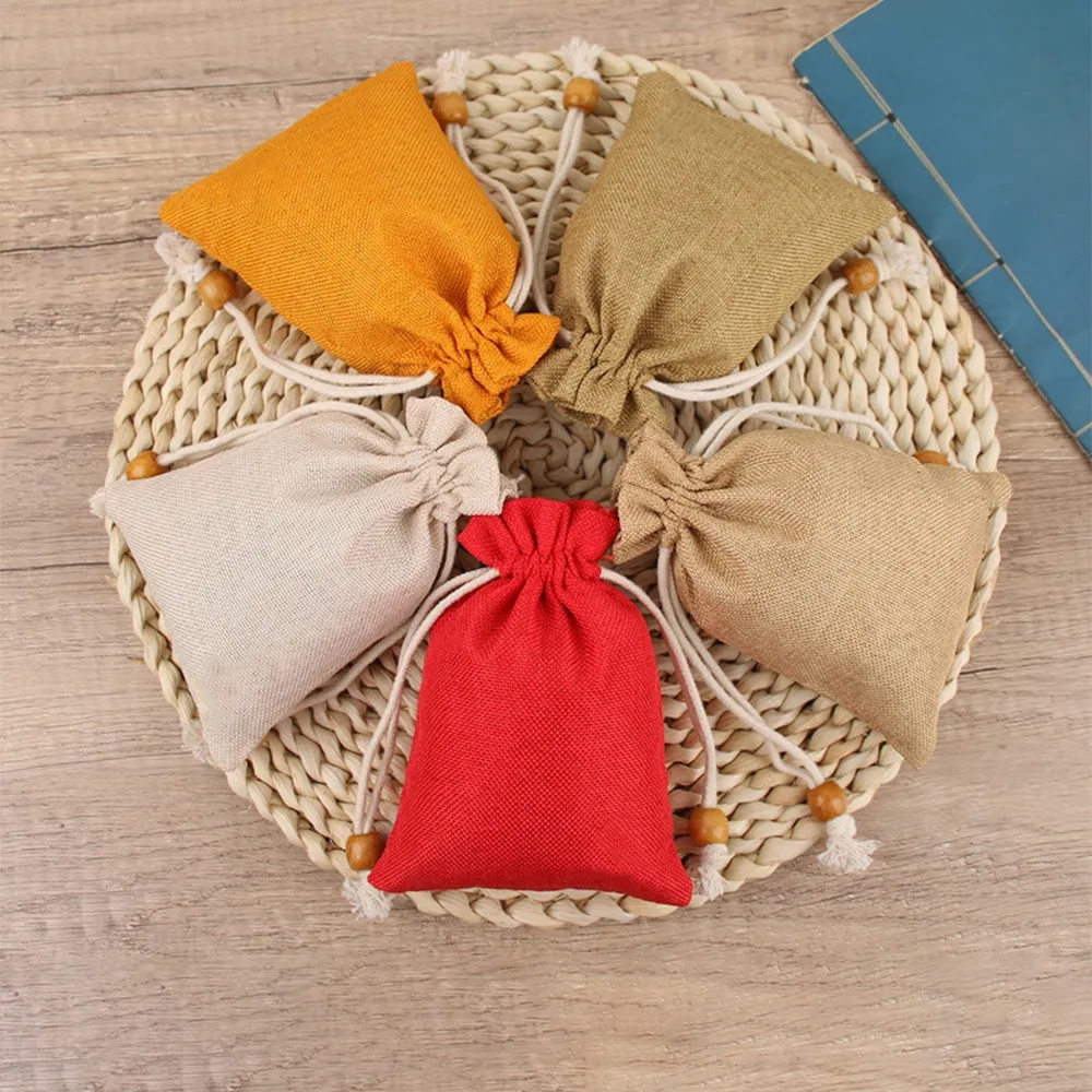 Cotton Linen Drawstring Bag Storage Gift Pouch	