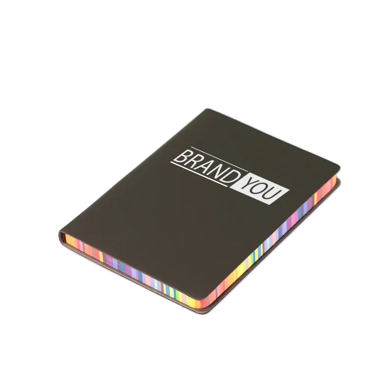 A6 Faux Leather Journal Notebook w/ Rainbow Edge	