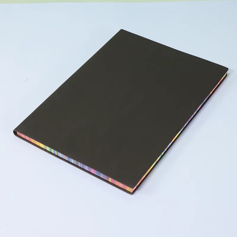 B5 Faux Leather Journal Notebook w/ Rainbow Edge	