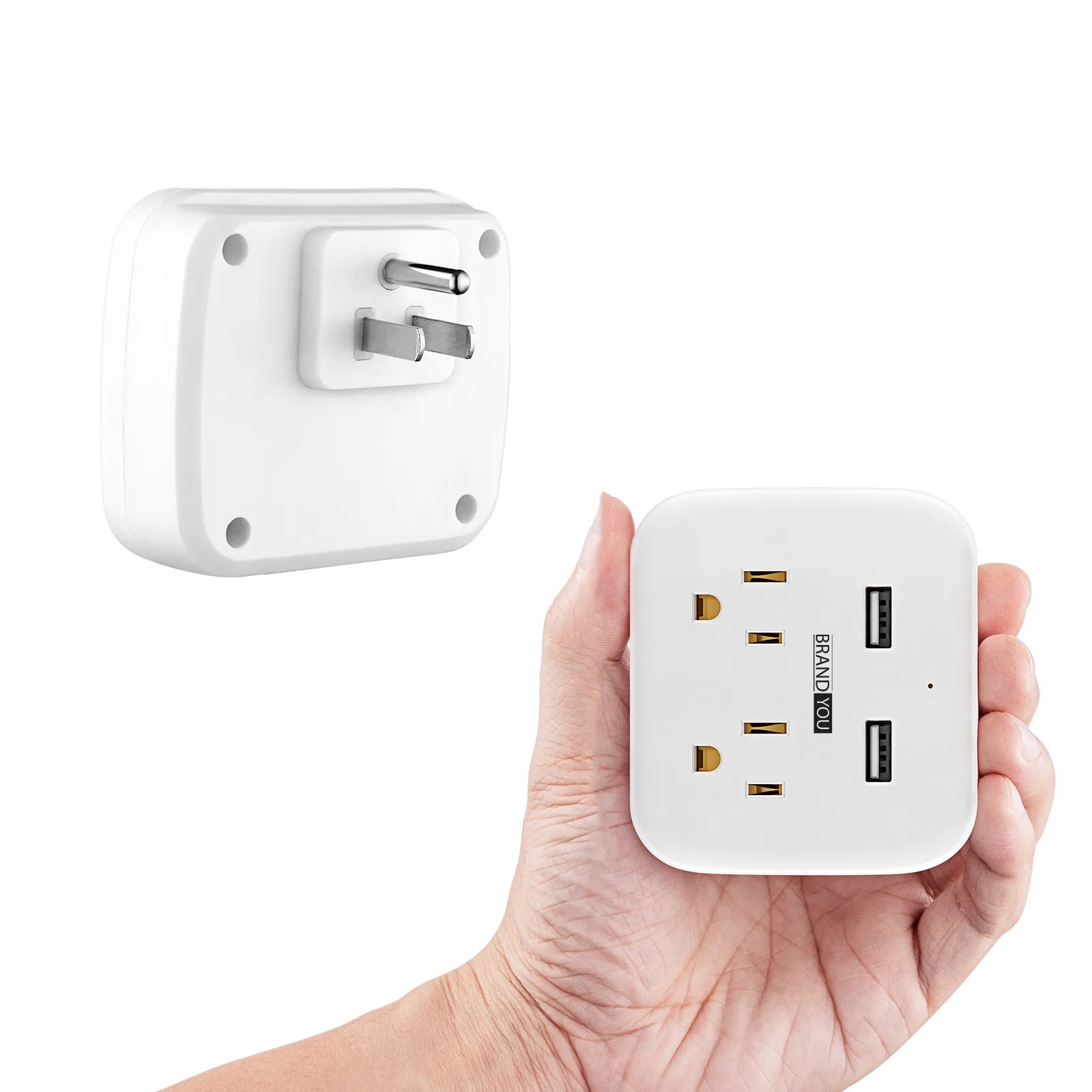 Travel Power Plug Adapter w/ 2 USB Ports 2 Outlets	