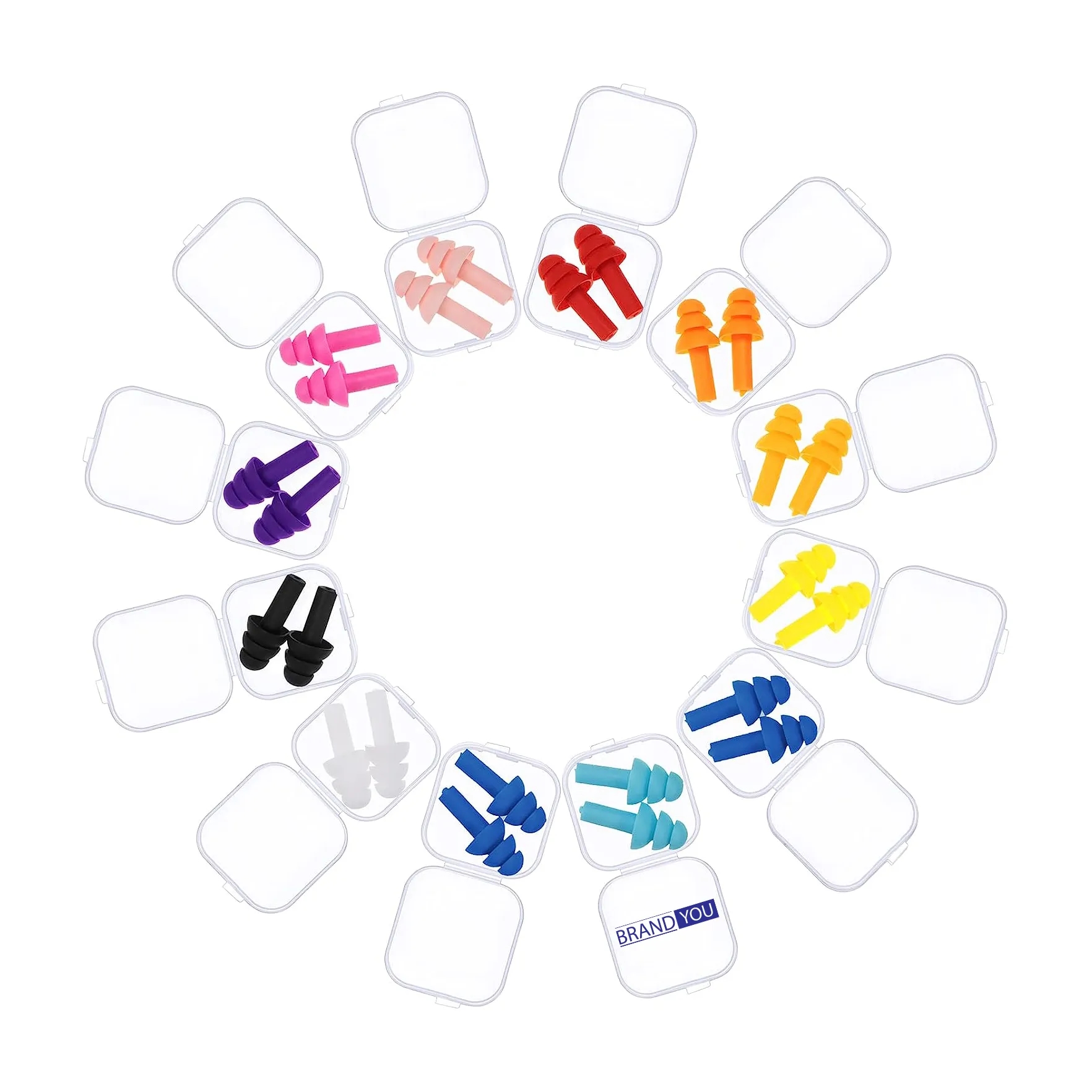 Waterproof Reusable Soft Silicone Ear Plugs w/ Clear Case	