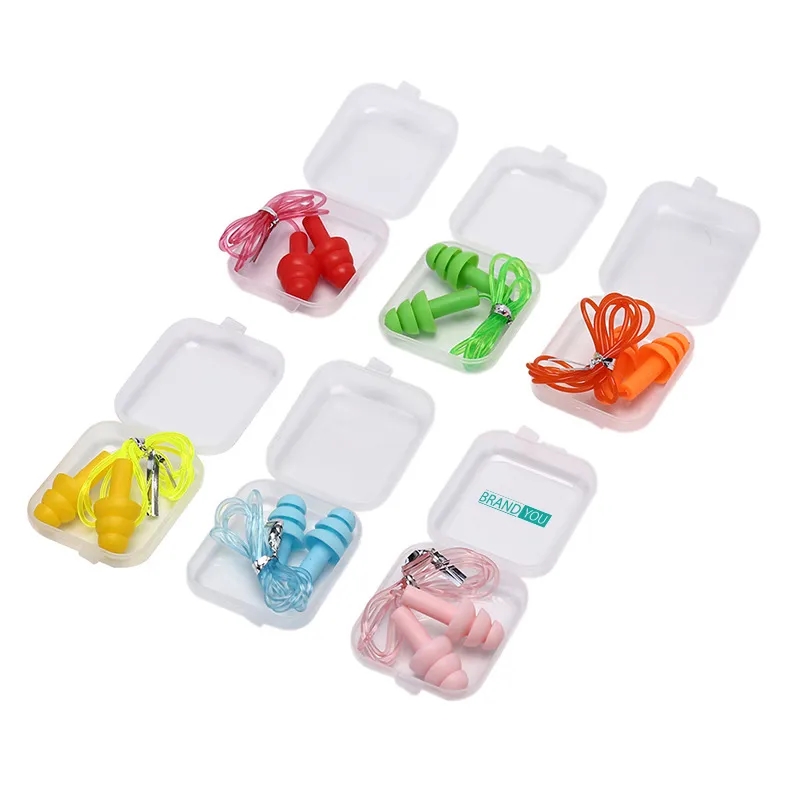 Reusable Soft Silicone Ear Plugs w/ Case and Cord	