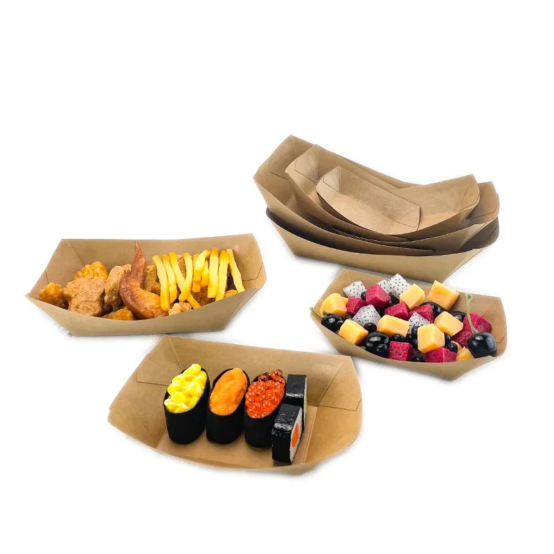 10x7 inch Disposable Kraft Paper Boat Tray	