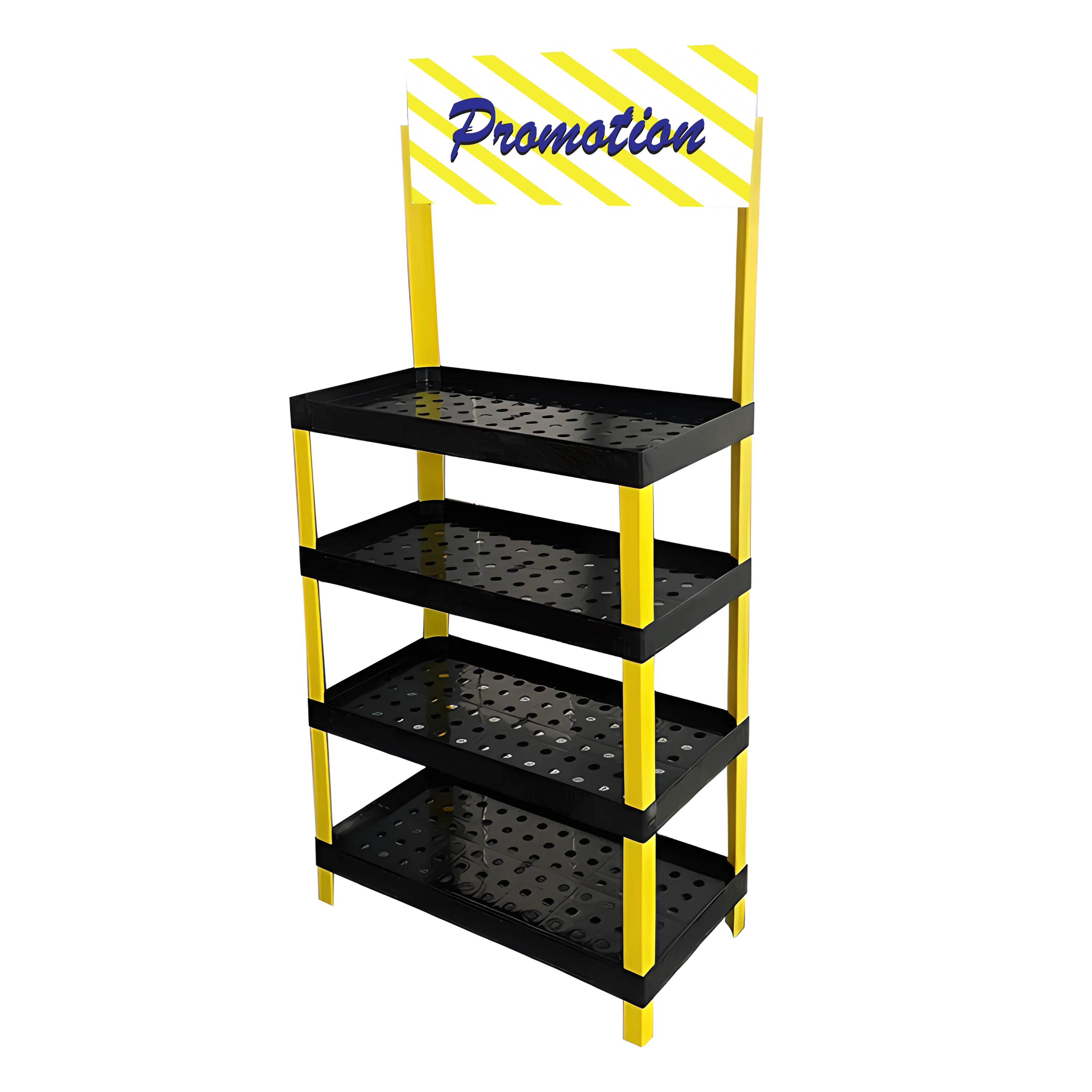 4-Shelf Plastic Display Stand w/ Holed Trays	