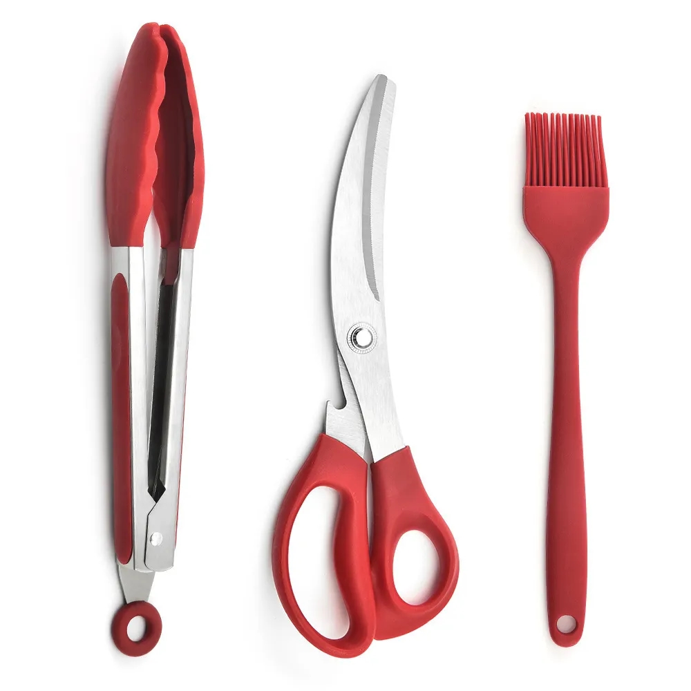 Barbecue Scissors Clip and BBQ Tongs Set	