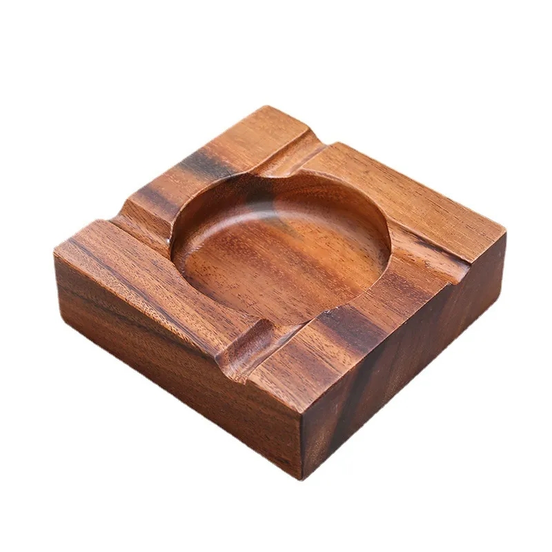 Square Walnut Wood Cigar Ashtray	