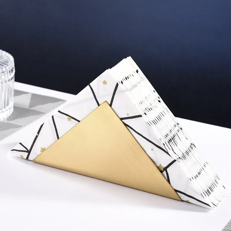 Golden Triangular Stainless Steel Napkin Holder	