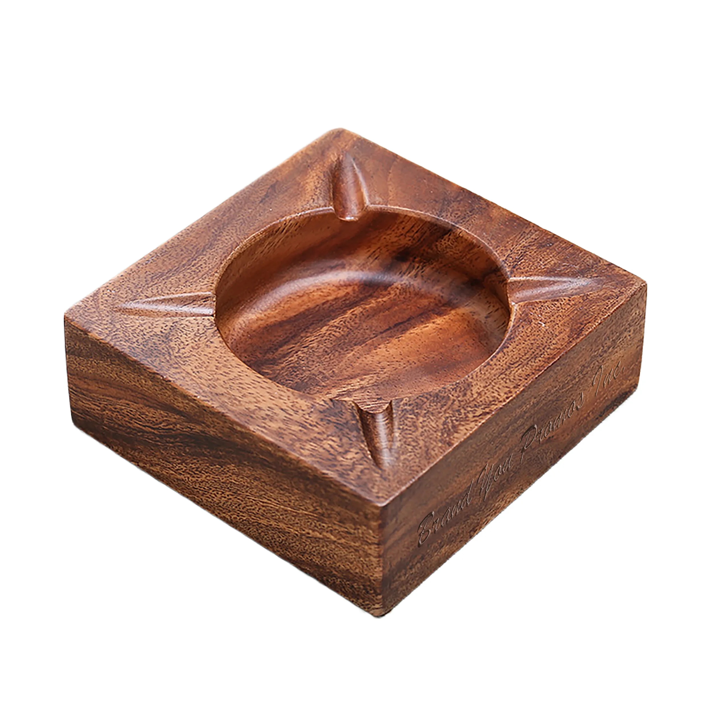 Square Walnut Wood Cigarette Ashtray	