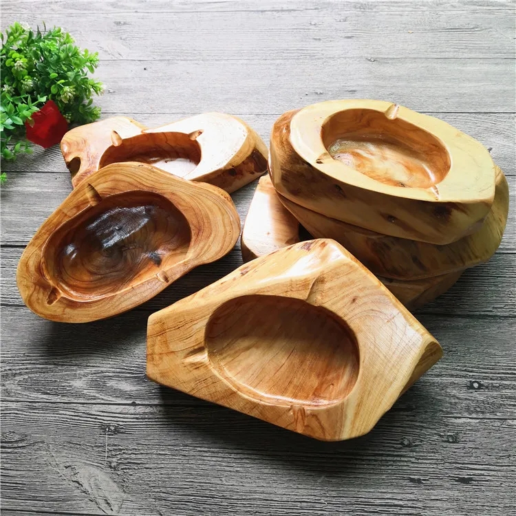 Durable Unique Natural Irregular Shape Wooden Cigar Ashtray	