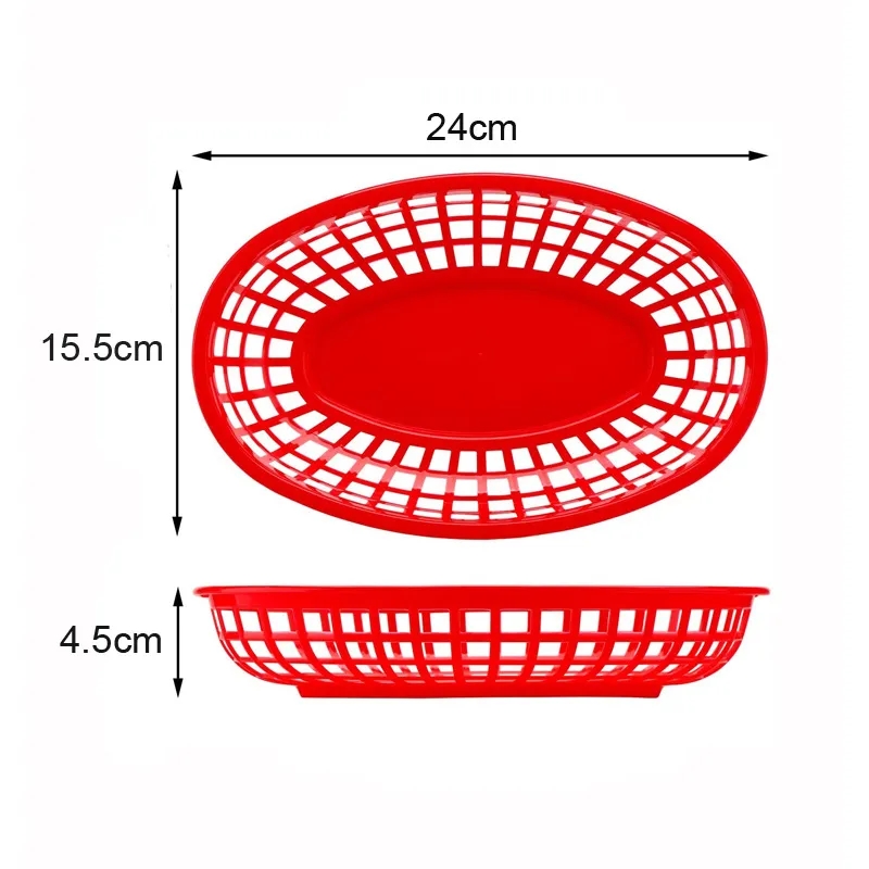 Oval Plastic Basket for Fast Food, Snacks, and Storage	