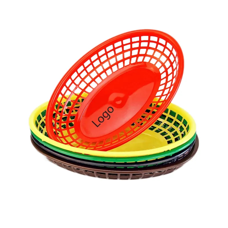 Oval Plastic Basket for Fast Food, Snacks, and Storage	