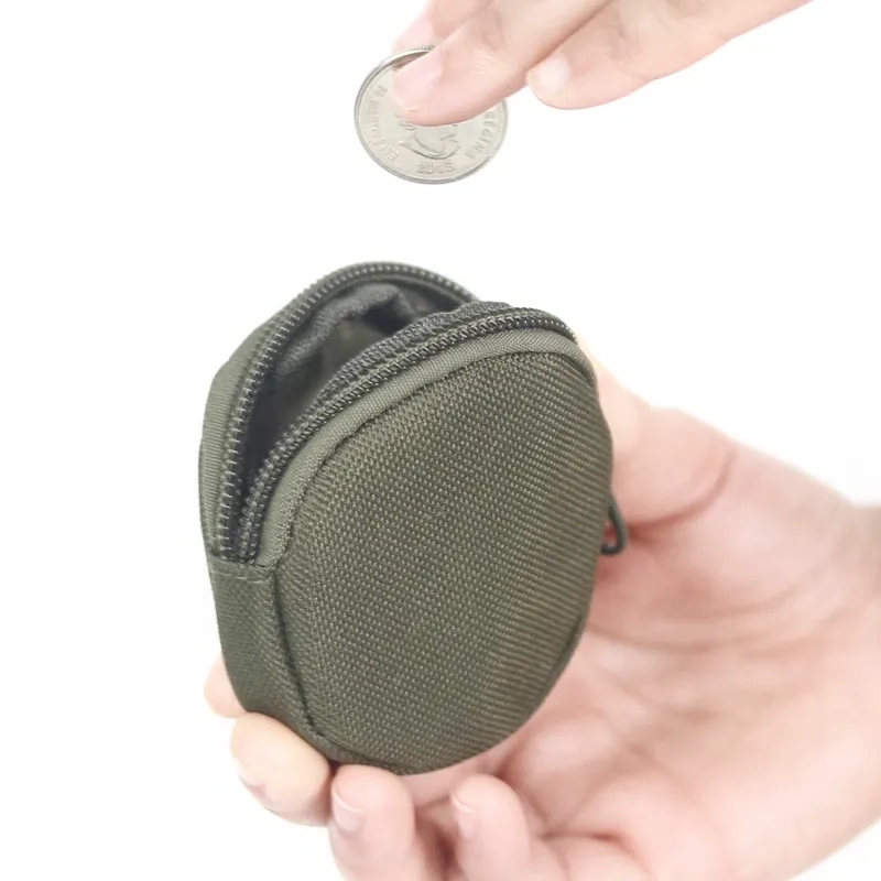 Mini Zippered Oxford Cloth Round Coin Purse Earbuds Case	