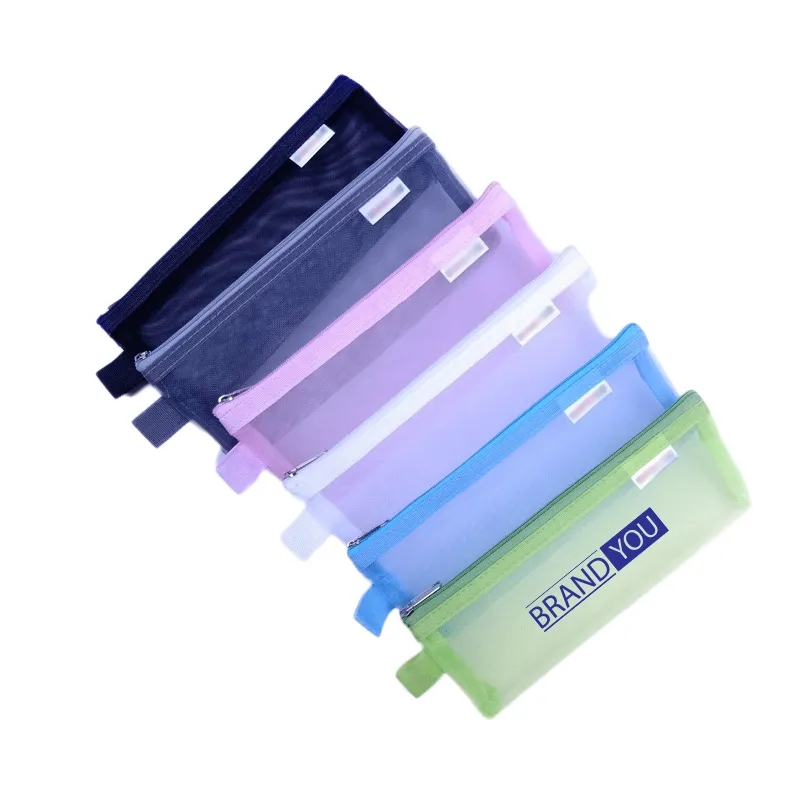 Transparent Nylon Zipper Pen Pencil Pouch Organizer	