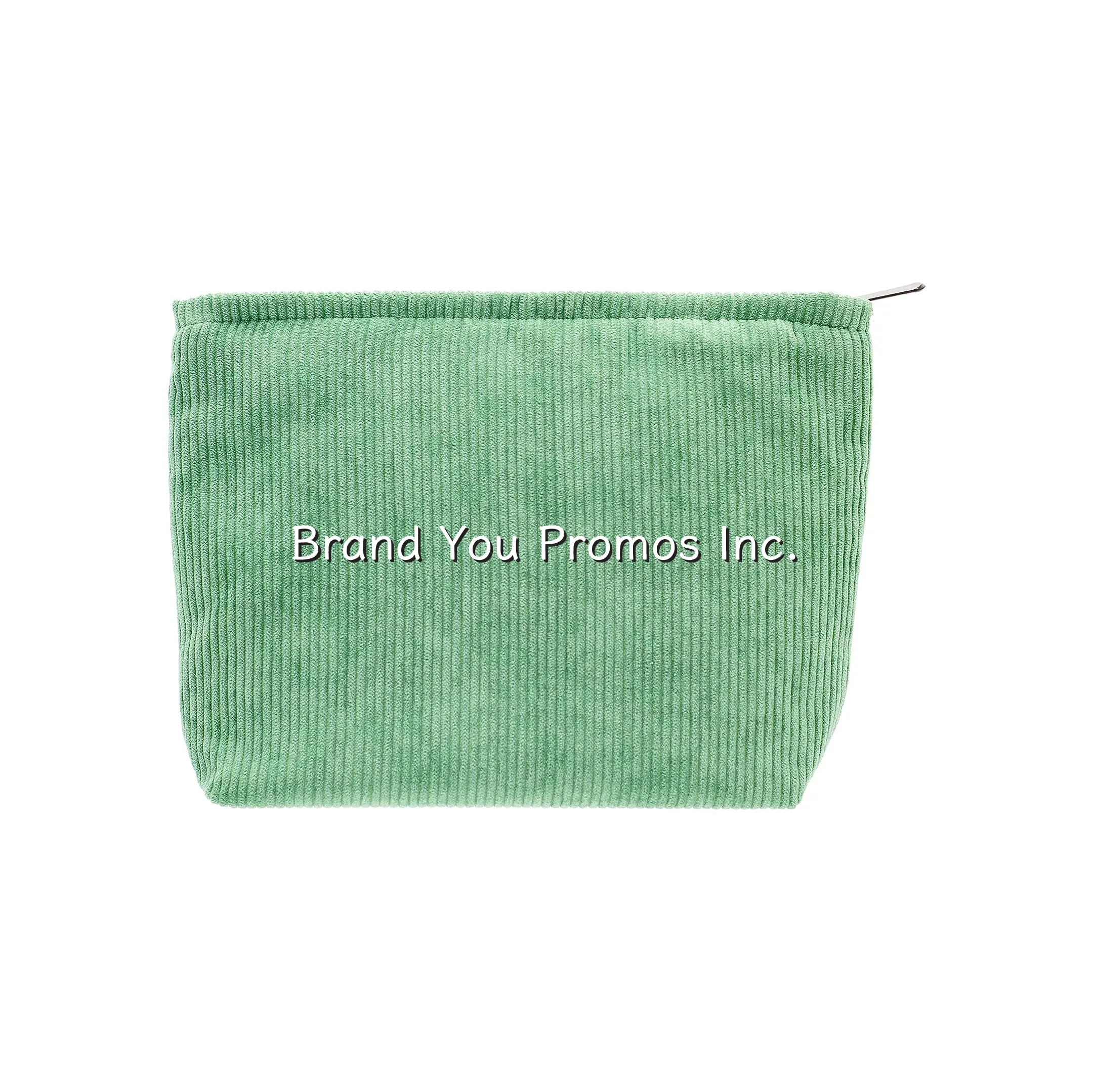 Zippered Corduroy Makeup Pouch Cosmetic Organizer	