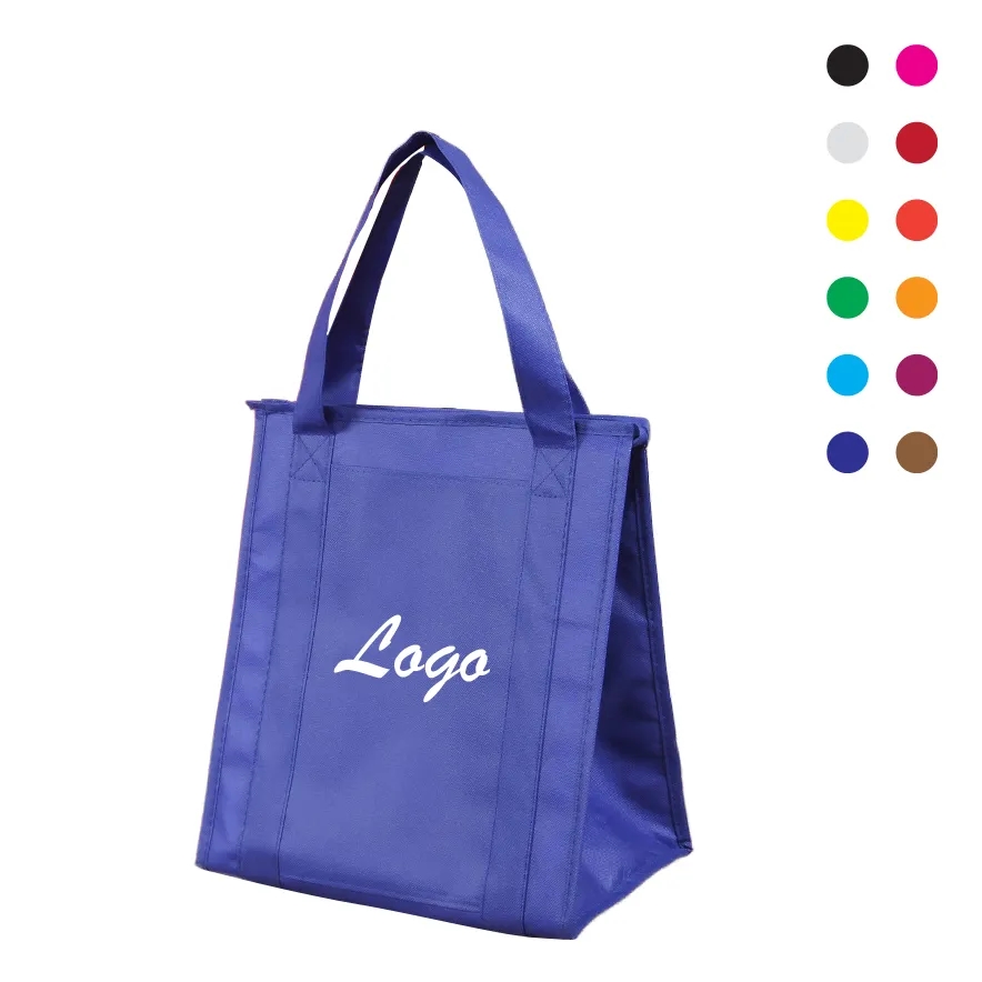 Zippered Non-Woven Insulation Takeout Bag w/ Front Pocket	