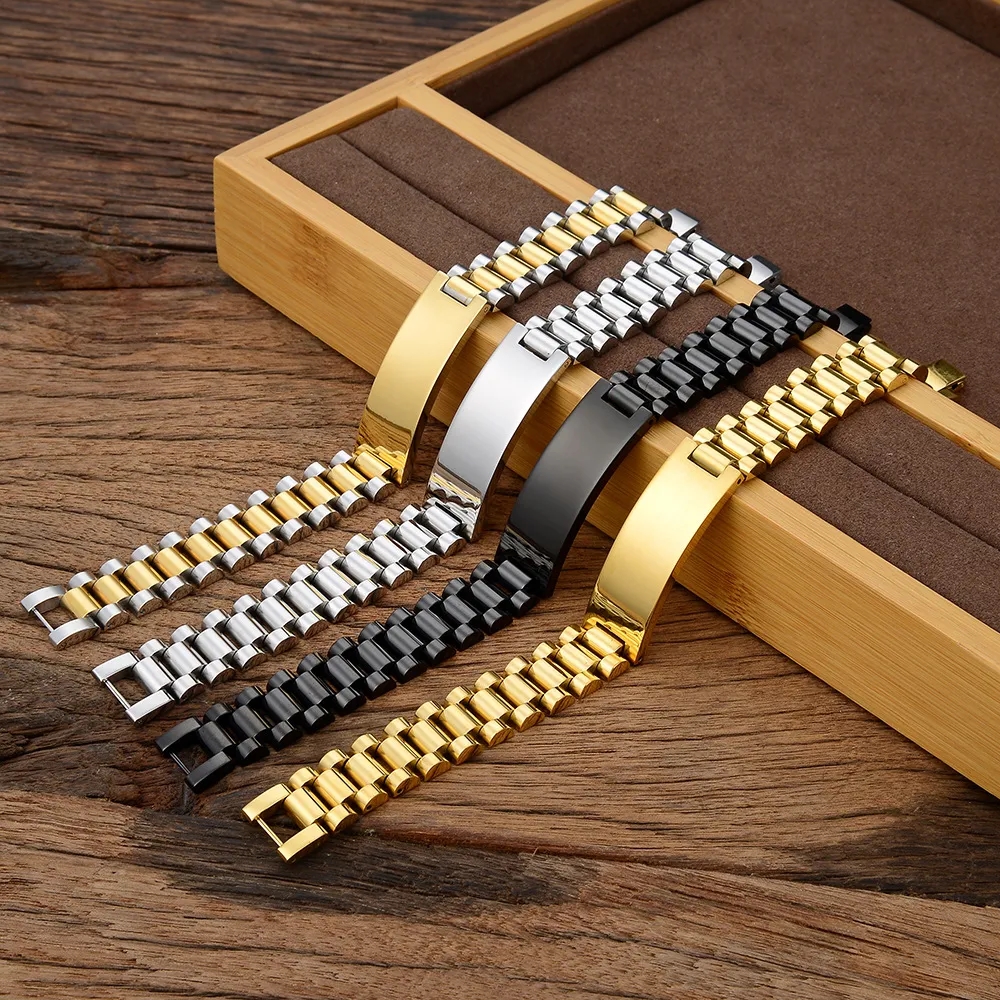 Personalized Engraved Stainless Steel Watch Band Bracelet	