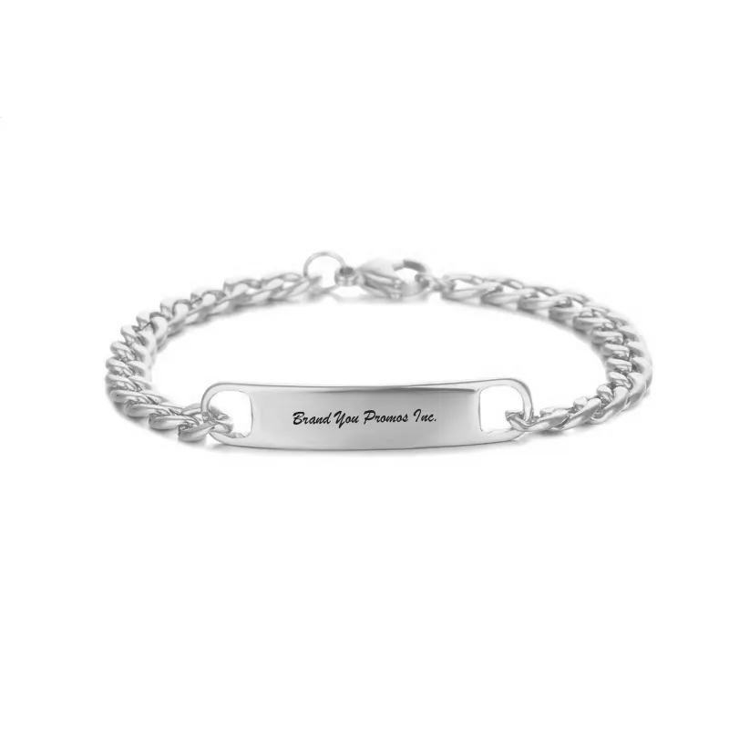 Stainless Steel Custom Engrave ID Bracelet Link Chain	