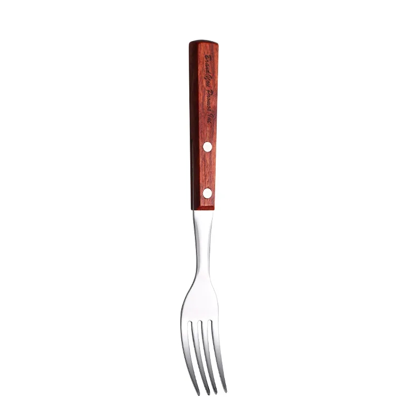 Stainless Steel Silverware Forks with Wooden Rivet Handle	