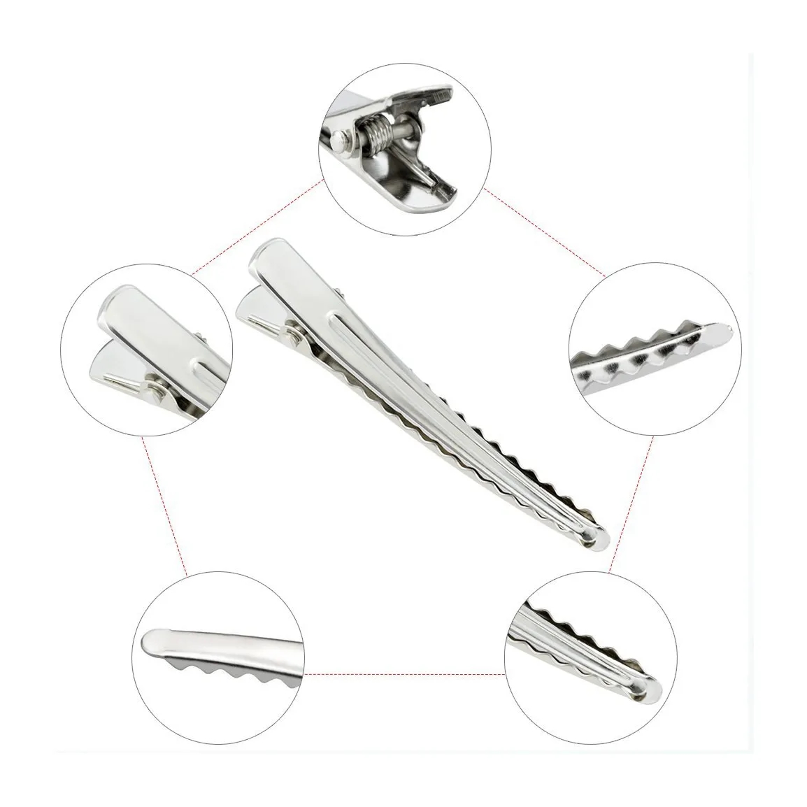 Silver Alligator Hair Clips 2.36