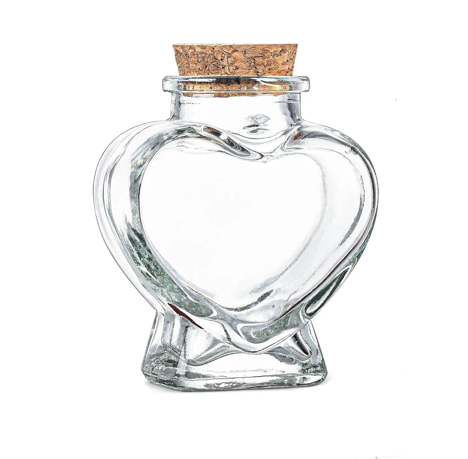 Romantic 3 oz Heart-Shaped Glass Favor Jars with Corks	