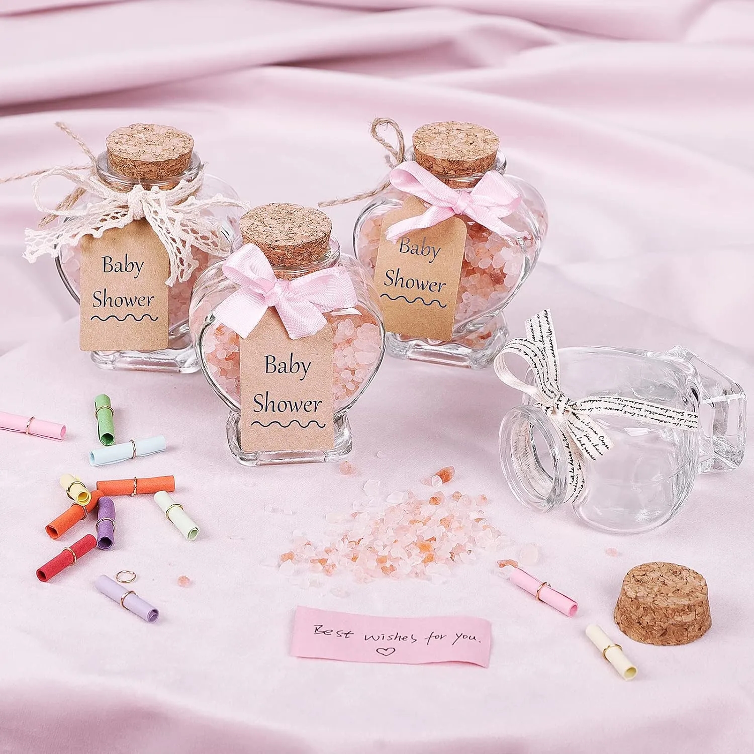 Romantic 3 oz Heart-Shaped Glass Favor Jars with Corks	