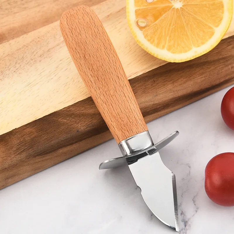 Ergonomic Wooden Handle Stainless Steel Oyster Knife	