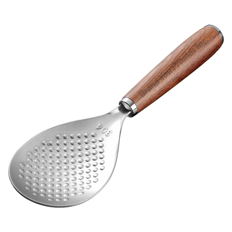 Stainless Steel Upright Wooden-Handle Non-Stick Rice Paddle	