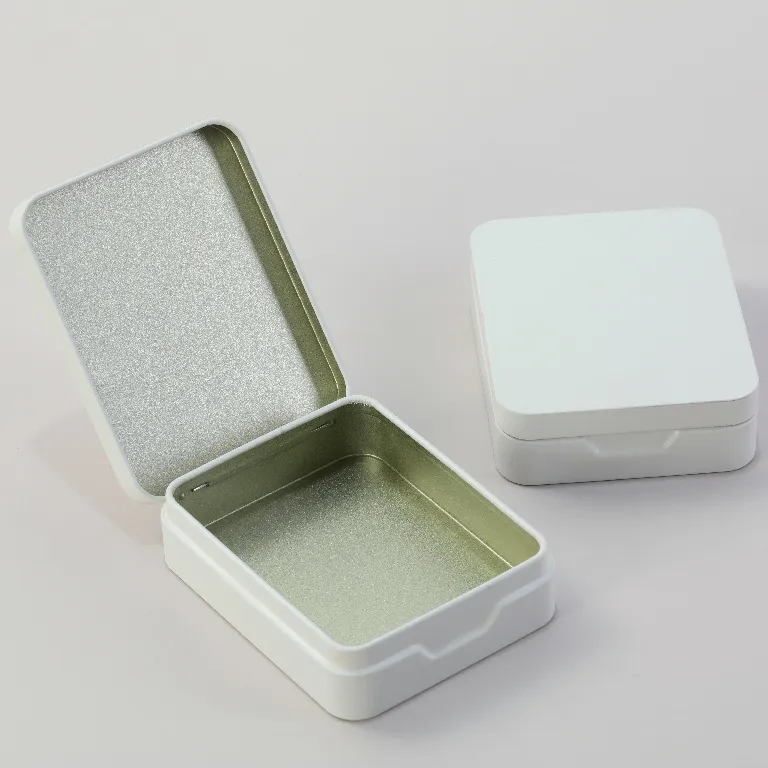 Metal Rectangular Mini Tins with Hinged Lids Storage Kit	