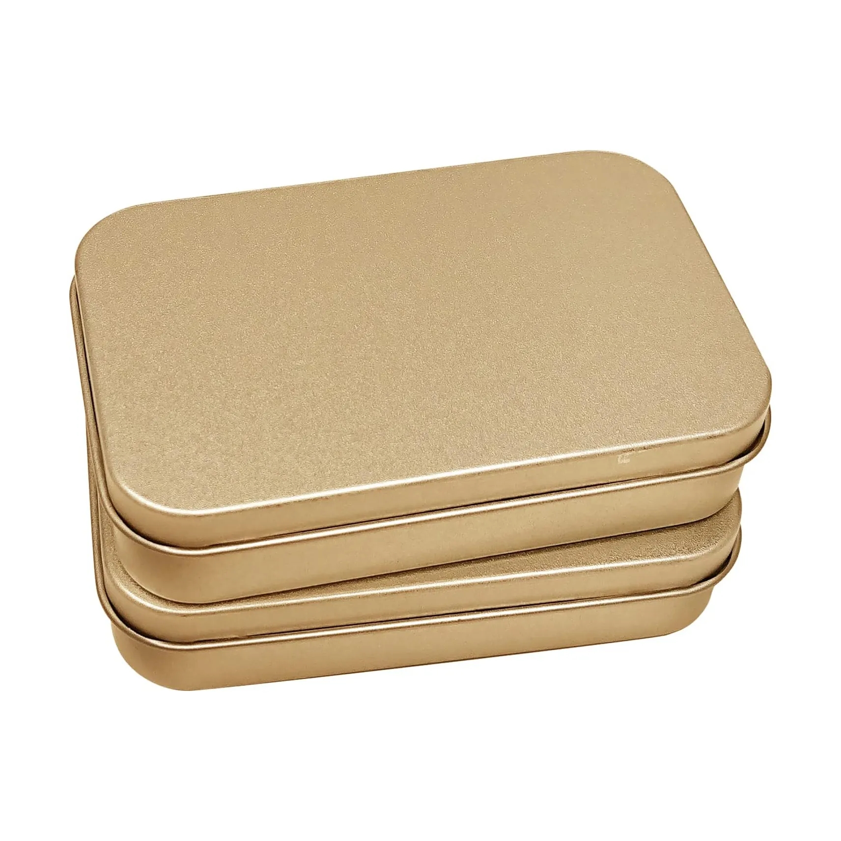 Gold Metal Tins Storage Box with Hinged Lids	