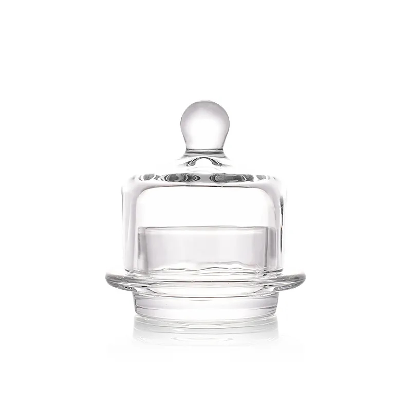 Clear Glass Crystal Mini Butter Cloche with Dome Lid	