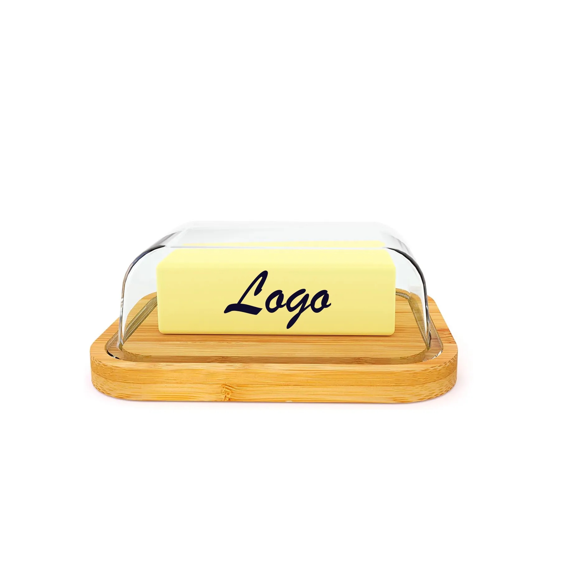 35oz Glass Butter Dish with Bamboo Tray	