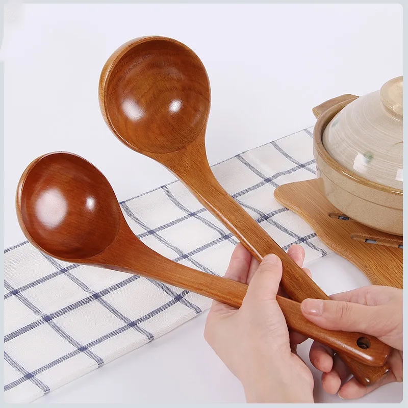 Natural Wooden Ladle for Cooking and Serving - 11 Inches	