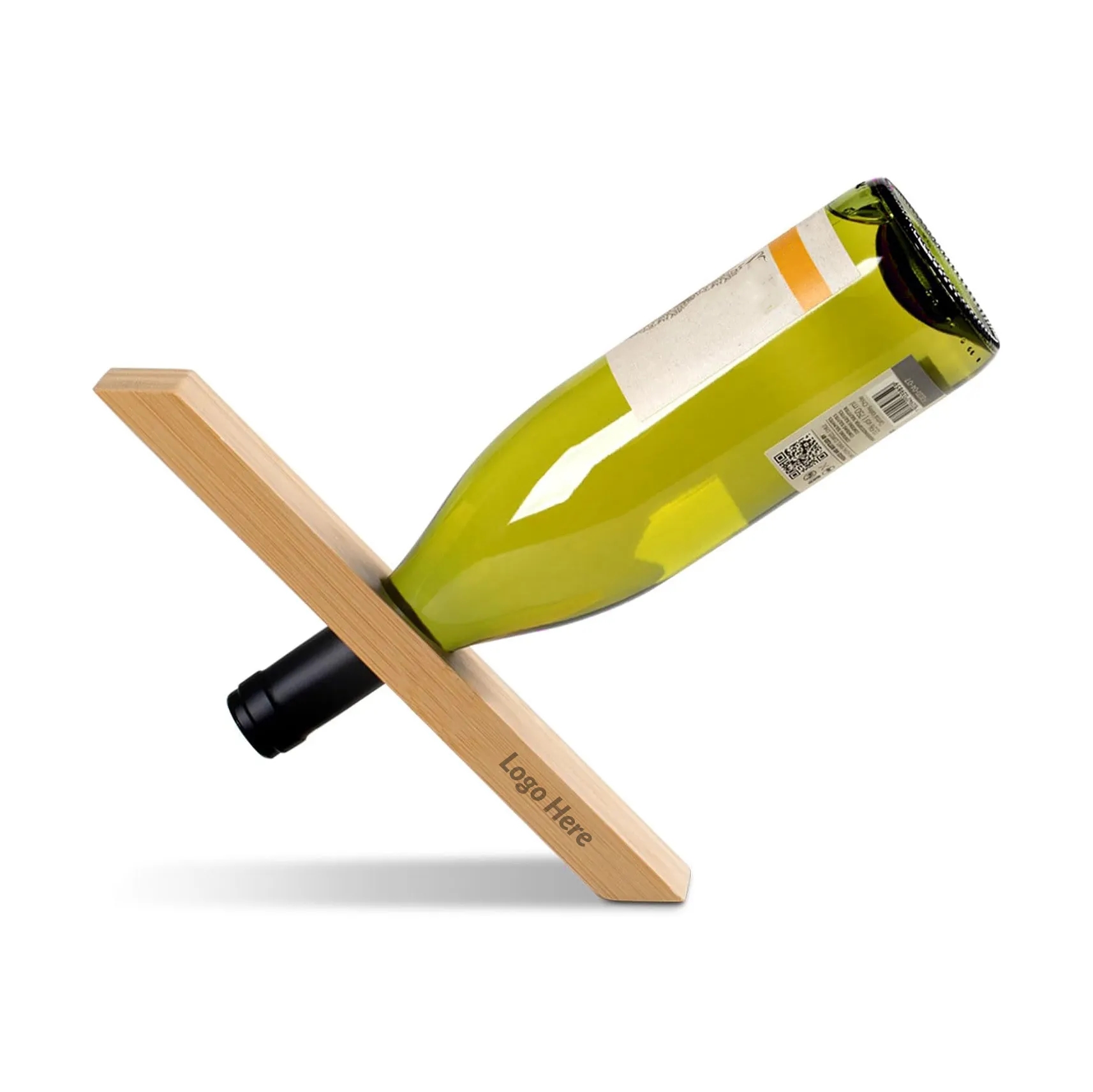 Wood Self-Balancing Single Wine Bottle Tabletop Holder	