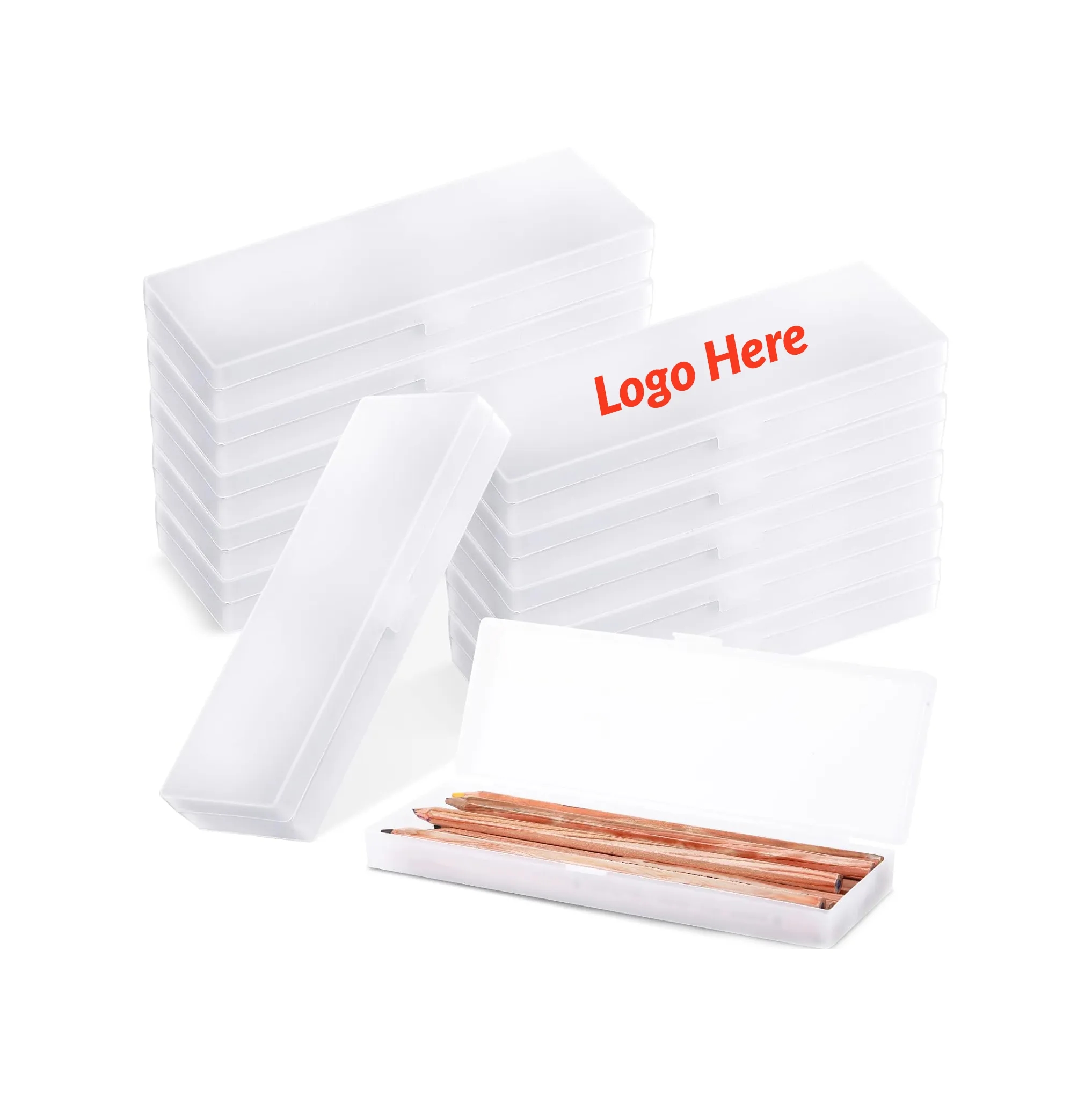 Plastic Pencil Stationery Case with Snap Closure	