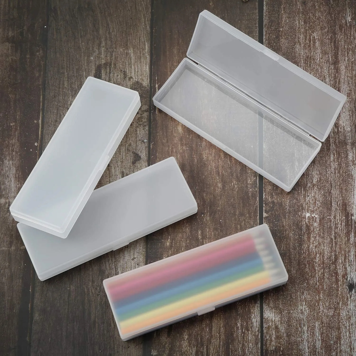 Plastic Pencil Stationery Case with Snap Closure	