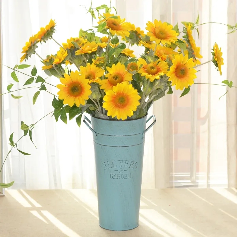 12 Inch Antique Iron Flower Bucket Vase	