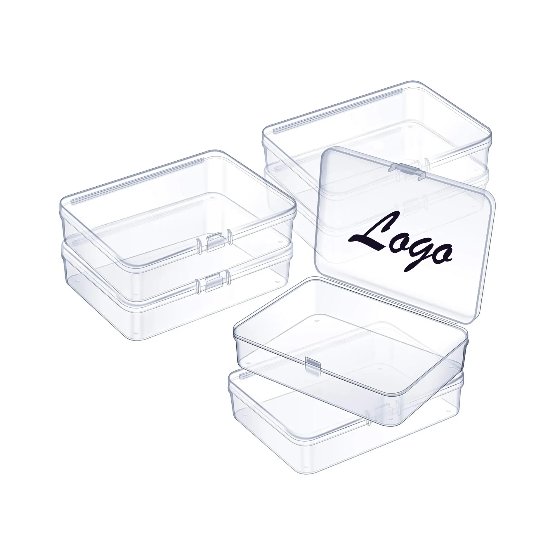 Plastic Clear Mini Storage Container Box w/ Hinged Lid	