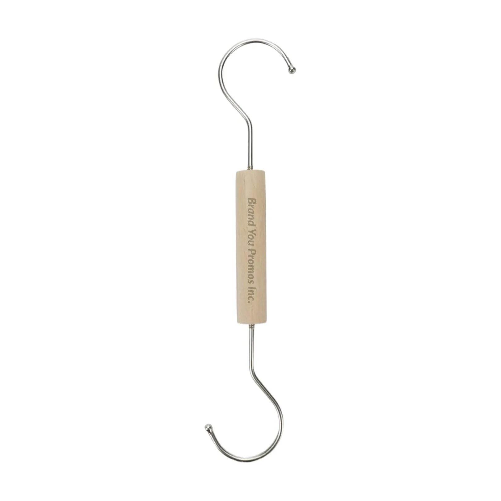 Silver S-Shape Dual-End Closet Hooks with Wood Connector	