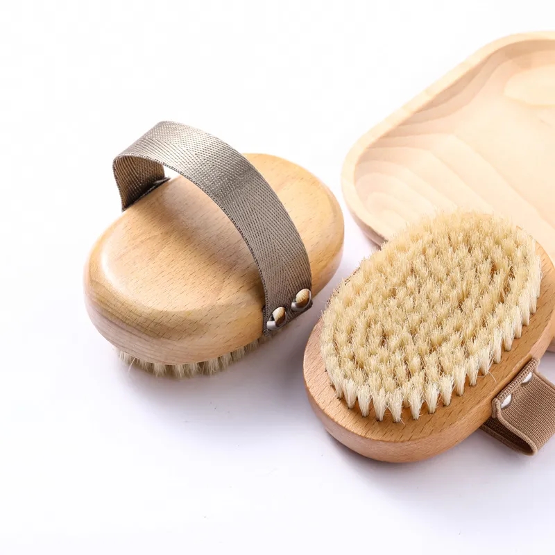 Beechwood Boar Bristle Body Brush w/ Elastic Grip	