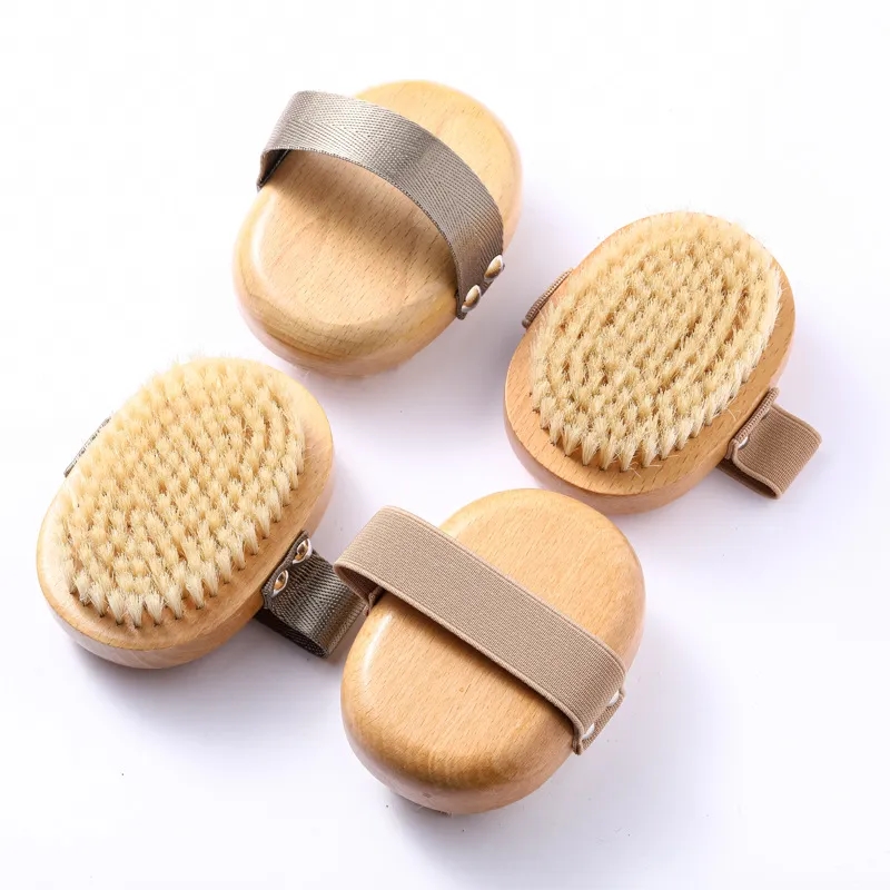 Beechwood Boar Bristle Body Brush w/ Elastic Grip	