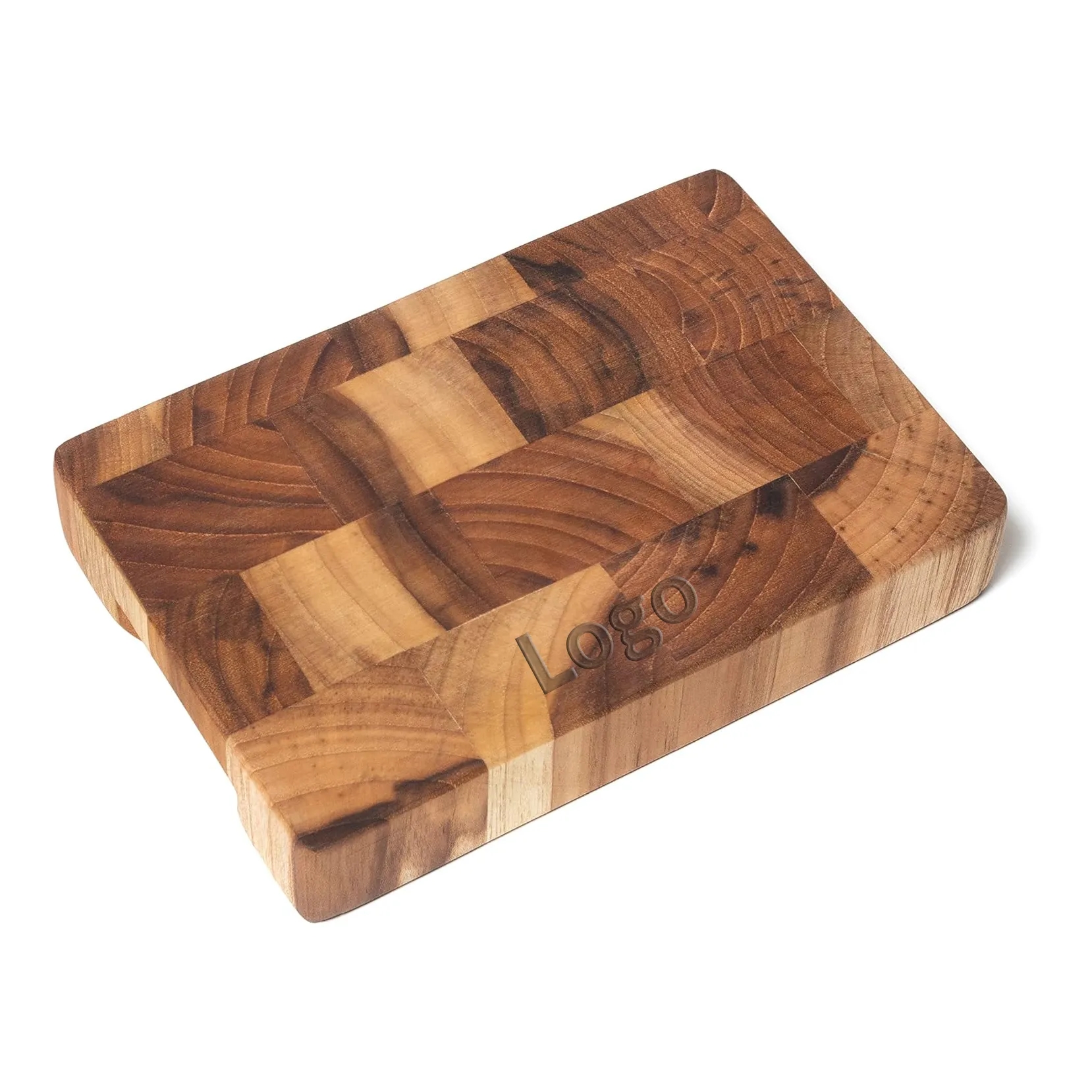 Mini Teak End Grain Board w/ Cut-out Handles, 4x6 inch	