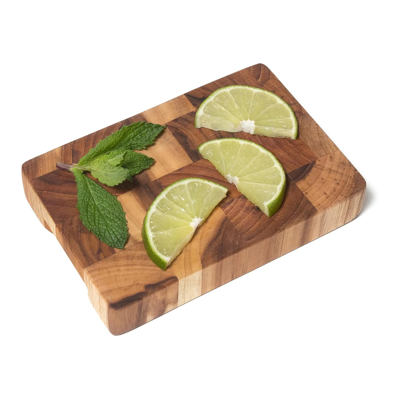 Mini Teak End Grain Board w/ Cut-out Handles, 4x6 inch	