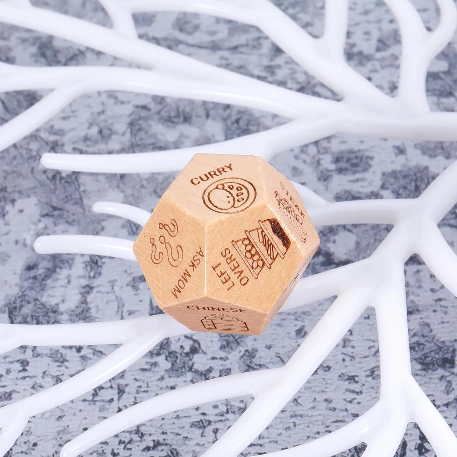 12-Sided Custom Etched Wooden Dice for Gaming & Education	