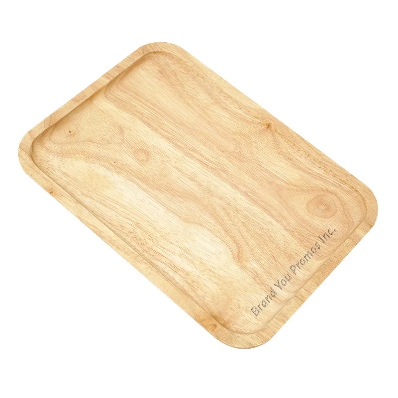 Rubber Wood Serving Tray Decorative Wooden Platter	