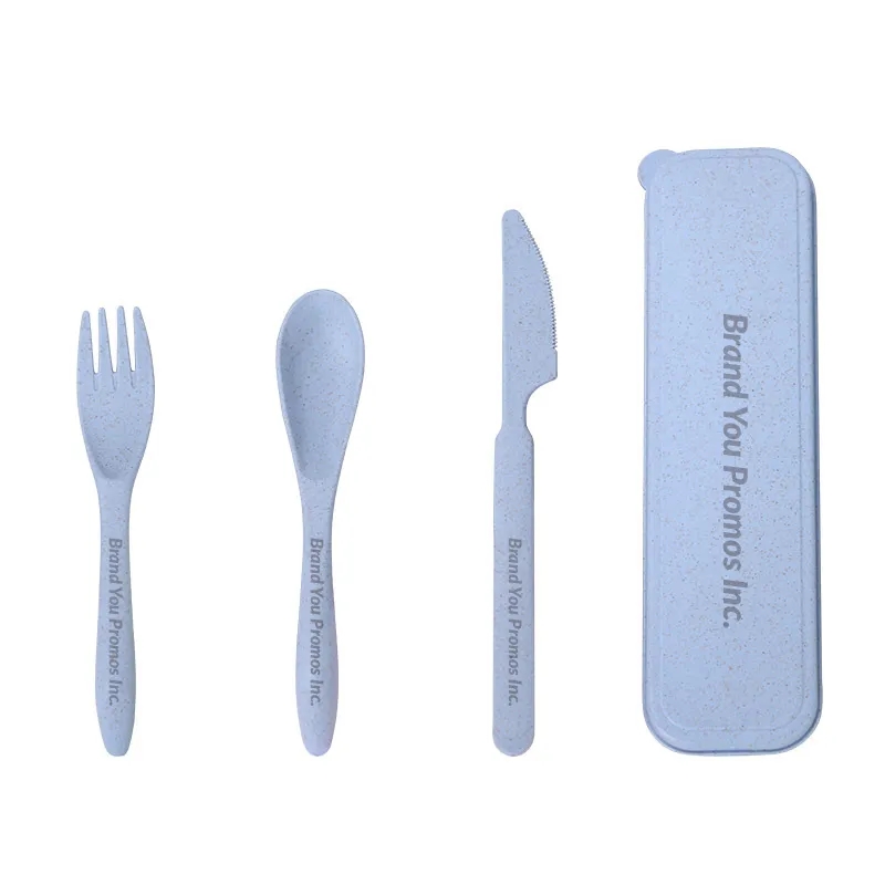 Sustainable Wheat Straw Travel Cutlery Set w/ Case	